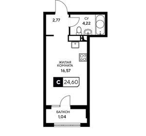 Студия квартира, вторичка, 25м2, 3/20 этаж