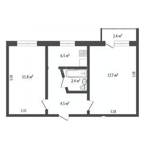 2-к квартира, вторичка, 42м2, 5/5 этаж