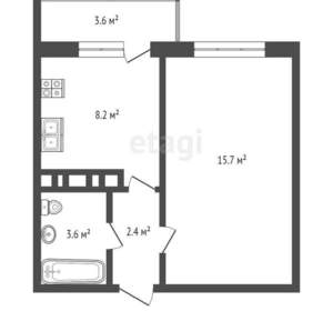 1-к квартира, вторичка, 32м2, 2/6 этаж
