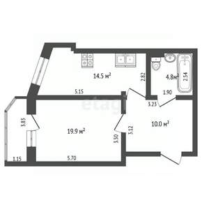 1-к квартира, вторичка, 54м2, 6/13 этаж