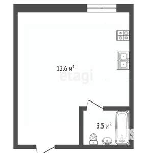 Студия квартира, вторичка, 16м2, 1/7 этаж