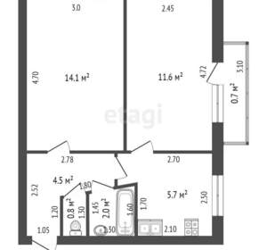 2-к квартира, вторичка, 40м2, 4/5 этаж