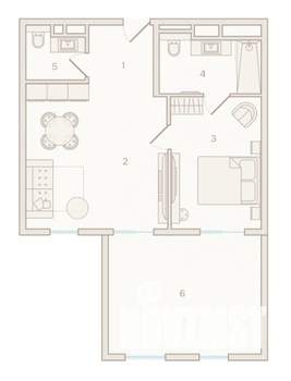 1-к квартира, вторичка, 76м2, 4/6 этаж