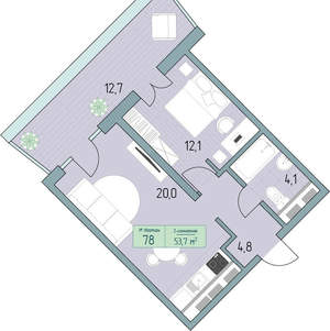 2-к квартира, вторичка, 64м2, 5/9 этаж