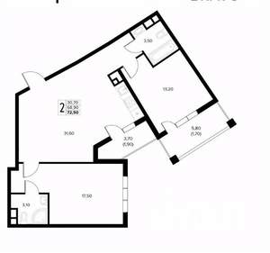 2-к квартира, вторичка, 73м2, 3/8 этаж