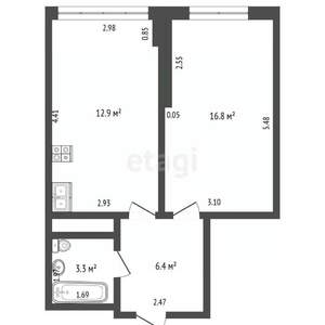1-к квартира, вторичка, 42м2, 18/19 этаж