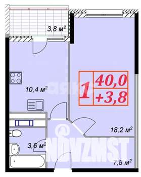 1-к квартира, вторичка, 44м2, 2/13 этаж