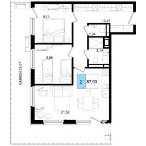 3-к квартира, вторичка, 88м2, 4/9 этаж