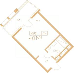 1-к квартира, вторичка, 46м2, 6/9 этаж
