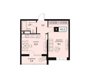 1-к квартира, вторичка, 40м2, 9/15 этаж