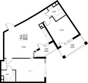 2-к квартира, строящийся дом, 73м2, 3/8 этаж