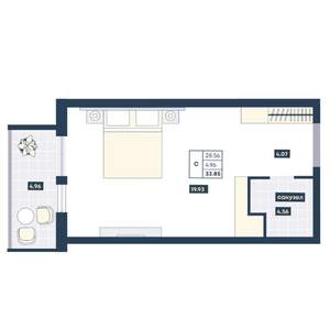 Студия квартира, вторичка, 34м2, 7/9 этаж