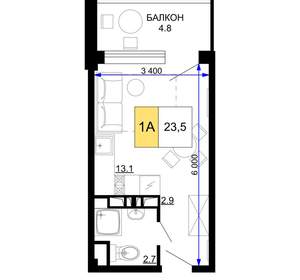 1-к квартира, вторичка, 24м2, 2/9 этаж