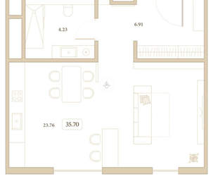 Студия квартира, вторичка, 36м2, 3/7 этаж