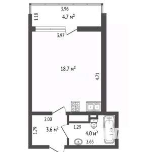Студия квартира, вторичка, 26м2, 11/21 этаж