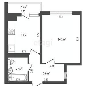 1-к квартира, вторичка, 35м2, 2/9 этаж