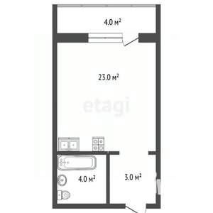 Студия квартира, сданный дом, 35м2, 10/19 этаж