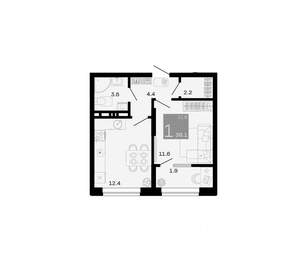 1-к квартира, вторичка, 36м2, 5/12 этаж