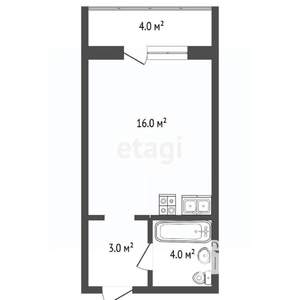 Студия квартира, сданный дом, 27м2, 6/19 этаж
