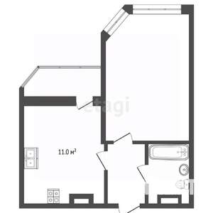 1-к квартира, сданный дом, 46м2, 14/19 этаж