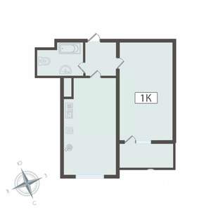 1-к квартира, вторичка, 43м2, 8/16 этаж