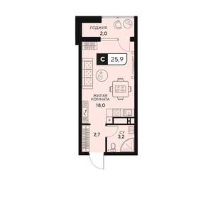Студия квартира, вторичка, 26м2, 4/15 этаж