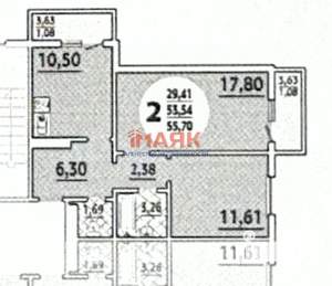 2-к квартира, вторичка, 61м2, 9/16 этаж