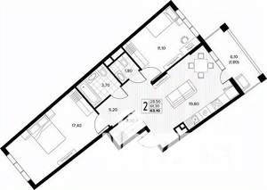 2-к квартира, строящийся дом, 63м2, 8/8 этаж