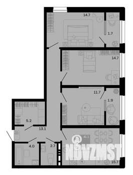 3-к квартира, вторичка, 85м2, 7/12 этаж