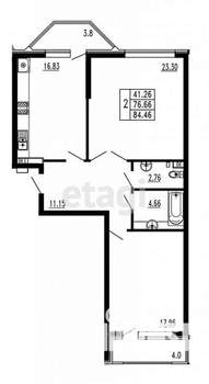 2-к квартира, вторичка, 85м2, 3/14 этаж