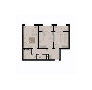 2-к квартира, вторичка, 60м2, 4/12 этаж