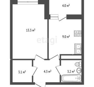 1-к квартира, вторичка, 33м2, 9/9 этаж