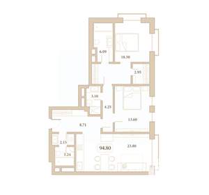 2-к квартира, вторичка, 95м2, 3/7 этаж