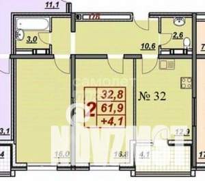 2-к квартира, вторичка, 62м2, 6/17 этаж