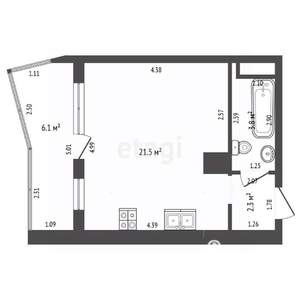 Студия квартира, вторичка, 28м2, 12/16 этаж