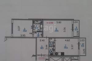 2-к квартира, вторичка, 65м2, 6/16 этаж