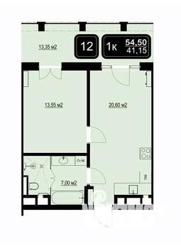 1-к квартира, вторичка, 55м2, 2/9 этаж