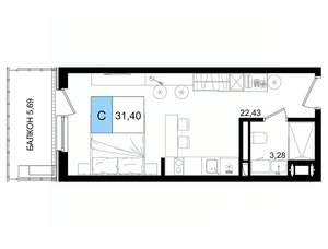 Студия квартира, вторичка, 31м2, 2/8 этаж
