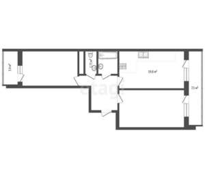 2-к квартира, вторичка, 77м2, 5/14 этаж