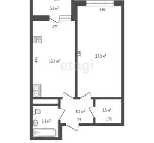 1-к квартира, вторичка, 43м2, 9/10 этаж