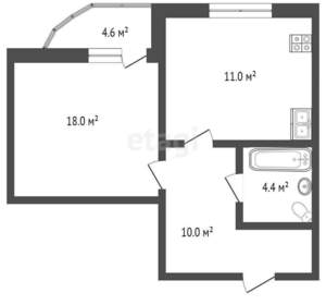 1-к квартира, вторичка, 45м2, 9/9 этаж