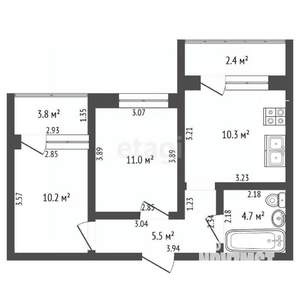 2-к квартира, вторичка, 48м2, 1/3 этаж