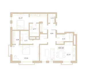 2-к квартира, вторичка, 107м2, 2/7 этаж