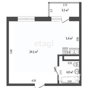 1-к квартира, вторичка, 34м2, 4/5 этаж