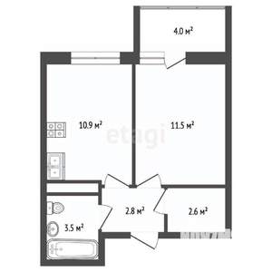 1-к квартира, вторичка, 36м2, 4/9 этаж