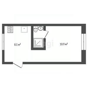 Студия квартира, вторичка, 19м2, 1/16 этаж