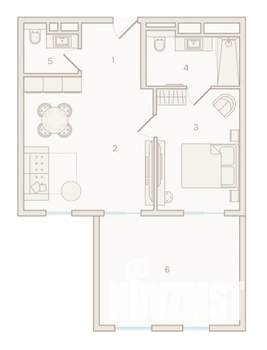 1-к квартира, вторичка, 76м2, 3/6 этаж