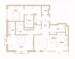 2-к квартира, вторичка, 107м2, 2/7 этаж