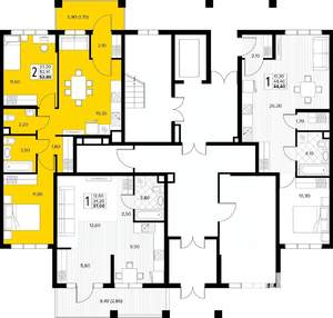 2-к квартира, вторичка, 54м2, 1/8 этаж