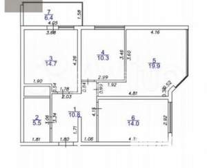 3-к квартира, вторичка, 75м2, 6/24 этаж